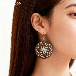 New Handcrafted Painting Wood Earrings by Artisans